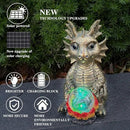 Solar Garden Statue Dragon Figurine with 7-Color Changing Solar Crackle Globe Lights- Loving Dragon for Patio,Balcony,Yard, Lawn-Unique Idea Gifts (Grey) by GreenHaven Gardens