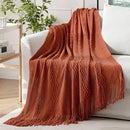 MIULEE Fall Rust Knitted Throw Blanket for Couch Terracotta Boho Textured Cozy Woven Rustic Blanket with Tassels for Sofa Chair Bed Living Room Farmhouse Decor Acrylic Wave Pattern 50"x60" by CozyNest Decor