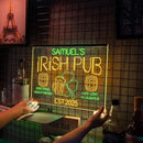 Personalized Irish Pub Signs with Your Name for home wall light up with personalized pub name, man cave accessories, beer themed neon customizable lighted sign by CozyNest Decor