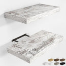 RICHFOCUS 16Inch Floating Shelves for Wall 2 Pack Shelves for Bedroom|Kitchen|Bathroom Wall Mounted Rustic Distressed Wood Floating Shelf with Invisible Brackets for Books|Storage|Decor, Rustic by CozyNest Decor