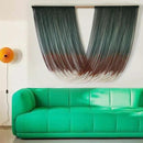 Macrame Wall Hanging Dip-Dye Green Boho Wall Decor Chic Fiber Yarn Wall Art Craftsmanship Bedroom Livingroom Nursery Apartment Home Decor 57" W x 35" L by CozyNest Decor