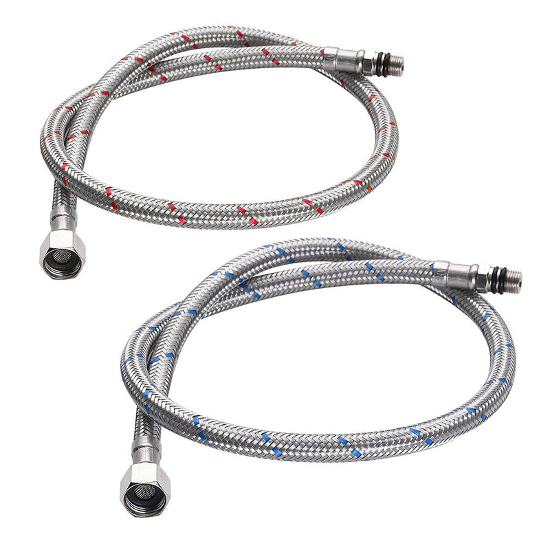 Aquaterior Bathroom Faucet Hoses Hot & Cold 28 inch 3/8"xM10