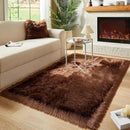 AMTOVO Faux Fur Sheepskin Rug for Living Room, 4 x 6 ft Coffee Fluffy Area Rug for Bedroom, Playroom, Luxury Room Decor, Rectangle by CozyNest Decor