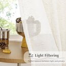 FMFUNCTEX Linen Sheer Pinch Pleated Curtains for Living Room, Linen Flax Beige 96 Inches Long Sheer Curtain Panels for Bedroom, Natural Back Tab Window Drapes for Farmhouse, Rod Pocket 2 Panels by CozyNest Decor