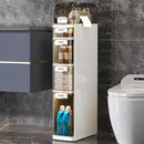 VECELO 5-Tier Narrow Beside Toilet Storage Cabinet, Plastic Bathroom Organizers and Storage with Drawers & Wheels, Space-Saving, Slim Toilet Paper Storage for Bathroom, Laundry Room, Small Space by CozyNest Decor