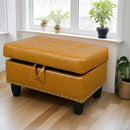 Ottoman Rectangular Storage Ottoman Bench, Faux Leather Footrest, Coffee Table, Stool Footstool with Hinged Lid for Living Room, Bedroom, Entryway, Ginger, 28.5"x19"x17.5" by CozyNest Decor