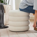ONEVOG Round Storage Ottoman, 20" Small Ottomans Table with Removable Lid, Velvet Fabric Soft Footrest Stool for Couch, Upholstered Stuffed Circle Seat for Living Room/Bedroom/Dorm/Vanity, Lvory White by CozyNest Decor