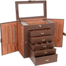 Kendal Extra Large Jewelry Box Jewelry Case PU Leather 6 Tier 5 Drawers Large Storage Capacity with Mirror Jewelry Storage Organizer Great Gift Also Good For Watches LJC-SHD5BN (Brown) by TinyTreasures Baby Boutique
