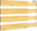 BAMEOS 3" H Bamboo Drawer Dividers - Adjustable Expandable Drawer Organizer - Kitchen, Bathroom, Bedroom & Office, 4-pack