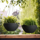 LA JOLIE MUSE Hanging Planters for Outdoor Plants, Large Hanging Planter with Drain Holes, Outdoor Hanging Flower Pots, Matte Black, Honeycomb (13.2 Inch, Set of 2) by CozyNest Decor
