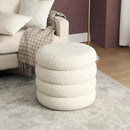 ONEVOG 20" Round Storage Ottoman with Removable Lid, Off-White Boucle Fabric Footrest Pouf, Sherpa Tufted Small Coffee Table Vanity Ottoman Foot Stools for Living Room Couch, Bedroom, Dorm, Nursery by CozyNest Decor