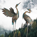 Crane Statues for Garden Decor, Metal Yard Art Heron Garden Statues, Standing Garden Sculptures & Statues for Yard Decorations Outdoor, 38-42 Inch Set of 2, Copper by GreenHaven Gardens
