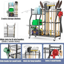 WALMANN Garden Tool Organizer with Wheels for Garage, Large Storage Capacity, Rakes/Shovels/Yard Tools Storage Stand for Shed, Garden, Indoor/Outdoor Long-Handled Tools Rolling Cart by GreenHaven Gardens