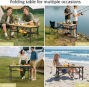 3ft Camping Table Foldable with Storage Net and Bag, 3 Adjustable Heights High 27.5" Aluminum Camping Table, Portable, for Outdoor Indoor Backyard BBQ Cooking Party Picnic Beach, Yellow by GreenHaven Gardens