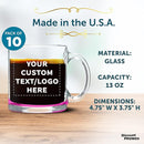 Custom Libbey Clear Glass Coffee Mugs 13 oz. Set of 10, Personalized Bulk Pack - Perfect for Coffee, Tea, Espresso, Hot Cocoa, Other Beverages - Pink Bottom by TinyTreasures Baby Boutique