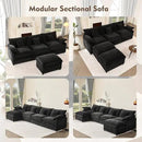 108" U Shaped Couch, Modular Sectional Sofa, 3-Seater Comfy Cloud Couch with Movable Ottoman, Deep Seat Couches for Living Room, Chenille, Black by CozyNest Decor