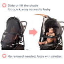 Stroller Sun Shade - Universal UV Protection Cover for Strollers Sunshade with See Through, Clip-On Sun Blocker, Sun Shield for Baby, Breathable Adjustable Fit, Full Coverage, L Black by TinyTreasures Baby Boutique