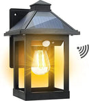 Solar Powered Wall Lanterns Outdoor with 3 Modes, Dusk to Dawn Motion Sensor LED Sconce Lights Waterproof, Exterior Front Porch Security Lamps Wall Mount Patio Fence Decorative Light Fixtures by CozyNest Decor