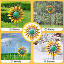 Sunflower Standing Wind Sculpture, Outdoor Wind Spinner with Stake, Metal Windmill for Garden, Lawn Yard Art Decorations (1pcs-Yellow)