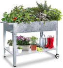 Raised Planter Box with Legs Outdoor Standing Elevated Garden Bed On Wheels for Vegetables Herb Patio Apartment, Galvanized by GreenHaven Gardens