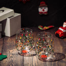 Stemless Christmas Lights Wine Glass Tumblers Glasses Set Of 2 Hand Painted Wine Ornament Light Bulb by The Wine Savant
