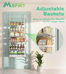 Over The Door Pantry Organizer, Wall Mount Spice Rack, Pantry Hanging Storage and Organization, 6 Adjustable Baskets Heavy-Duty Metal for Home & Kitchen, Back of Door Seasoning Rack - White by CozyNest Decor