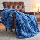 NEWCOSPLAY Faux Fur Throw Blanket Indigo Luxury Fluffy Thick Warm Bubble Blanket for Couch Sofa Bed 700GSM (Indigo, Throw(50"x60")) by CozyNest Decor