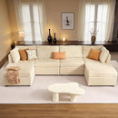 HOOOWOOO Modular Sectional Sofa,6 Pieces Sectional Couches for Living Room,131X66 L Shaped Cloud Couch with Ottoman Chaise Set(Beige Velvet Corduroy) by CozyNest Decor