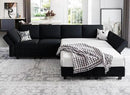 Belffin Modular Sectional Sofa U Shaped Sectional Couch with Reversible Chaises Velvet Modular Sofa with Storage Seat Black by CozyNest Decor
