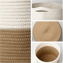 11" Cotton Rope Plant Basket Modern Woven Baskets for 10" Flower Pot Floor Indoor Planters,Storage Organizer Baskets Home Decor,Brown White 11"x 11" by CozyNest Decor