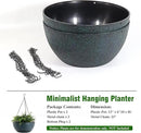WOUSIWER 13 inch 2 Pack Large Hanging Planters for Indoor Outdoor Plants with Drainage Holes and Chain, Round Hanging Flower Pots for Garden Home Porch Decor, Black with Green Speckles by GreenHaven Gardens