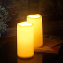 Waterproof Outdoor Flameless Candles with Remote, Set of 2, Large 4” x 8” Battery Operated Electric LED Pillar Candle Set for Home Décor Party Wedding Supplies Garden Christmas Decoration Gift by GreenHaven Gardens