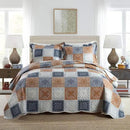 NEWLAKE Quilt Bedspread Sets-Color Block Pattern Reversible Coverlet Set,Queen Size by CozyNest Decor