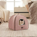 Cat Bed for Indoor Cats - Cat Cave Bed Cat House Cat Tent with Removable Washable Cushioned Pillow, Soft and Self Kitten beds,Cat Beds & Furniture, Pet Bed (Large, Pink) by CozyNest Decor