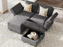 Bellfin Modular Sectional Sleeper Sofa Convertible Sofas with Storage Ottomans Small Sectional Couches for Living Room. Dark Grey Couch by CozyNest Decor