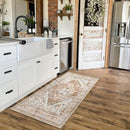 Lahome Boho 2x4 Rug Runner, Non-Slip Low-Pile Washable Kitchen Rugs Small Throw Bath Mat Runner, Oriental Accent Print Runners Area Runners for Hallway Bedroom Entryway Kitchen Living, Taupe by TinyTreasures Baby Boutique
