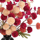 Faux Kiku Flowers Fall 10 Stems & 2 Eucalyptus, Fake Mums Pompon Flower Ball, Autumn Burnt Orange Artificial Chrysanthemums Flowers for Boho Decor, Mini Faux Kiku Flower Wedding Arrangements Decor by CozyNest Decor