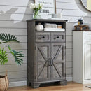 Bathroom Floor Cabinet, Farmhouse 24" Wide Cabinet with Drawer, Adjustable Shelf, Barn Doors, Cabinets for Bathroom, Kitchen, Living Room, Grey Wash by CozyNest Decor
