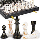 15" Large Chess Set for Adults with Weighted Acrylic Chess Pieces 3.5" King & Portable Folding Marbling Wooden Chess Board Travel Chess Sets Family Board Game Gift – Elegant Classic Chess Game by TinyTreasures Baby Boutique