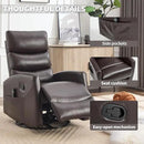 Manual Swivel Rocker Recliner Chair for Adults, Overstuffed Reclining Glider Chair for Nursing with Vibration Massage & Heat, Living Room Rocking Recliner 3-Stage backrest, Faux Leather Brown by CozyNest Decor
