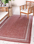 Unique Loom Outdoor Border Collection Area Rug - Soft Border (5' 3" x 8' Rectangle, Rust Red/ Ivory) by GreenHaven Gardens