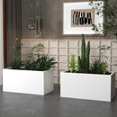 White Steel Planter Outdoor Indoor Planter Box Galvanized Steel Metal Large Planters Rectangular Flower Pot 31.5 In L x 16 In W x 16 In H Modern Commercial Residential for Trees Patio Deck Yard Garden by CozyNest Decor