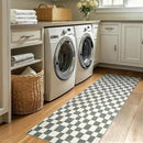 jinchan Runner Rug 2x5 Hallway Washable Modern Checkered Geometric Lattice Kids Bedroom Rug Indoor Floor Cover Non Slip Soft Carpet for Nursery Room Kitchen Laundry Room Home Grey by CozyNest Decor
