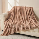 NEWCOSPLAY Super Soft Throw Blanket Taupe Premium Silky Flannel Fleece 3D Ribbed Jacquard Lightweight Bed Blanket All Season Use (Taupe Ribbed, Throw(40"x50")) by CozyNest Decor