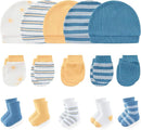 Newborn Baby Boy Girl Caps Mittens Socks Set Cotton Baby Essentials Accessories (Hats+Gloves+Socks) by TinyTreasures Baby Boutique