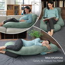 MOON PARK Pregnancy Pillows for Sleeping - U Shaped Full Body Maternity Pillow with Removable Cover - Support for Back, Legs, Belly, HIPS - 65 Inch - Green by TinyTreasures Baby Boutique