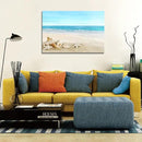 DZL Art S73981 Beach Picture Decor Ocean Painting Canvas Wall Art Prints of Starfish and Seashell on Sandy Seaside Ready to Hang for Living Room Bedroom Office Wall Decor Home Decoration by CozyNest Decor