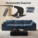 118" 3-Seater Cloud Sofa,Modular Sectional Couch,Modern Deep Seat Upholstered Couches with Plush Corduroy Fabric for Living Room Furniture,Bedroom and Apartment,No Assembly Required,Blue by CozyNest Decor
