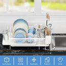 ROTTOGOON Expandable Dish Drying Rack,Multifunctional Adjustable Dish Drainer with Swivel Spout and Anti-Rust Dish Rack with Removable Cutlery & Cup Holders for Kitchen Counter,White by CozyNest Decor