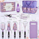 Gardening Tools, WisaKey 10 Piece Heavy Duty Purple Garden Tools Set with Non-Slip Ergonomic Handle, Durable Fashion Garden Tool Organizer HandBag, Ideal Gardening Hand Tools Gardening Gifts for Women by GreenHaven Gardens